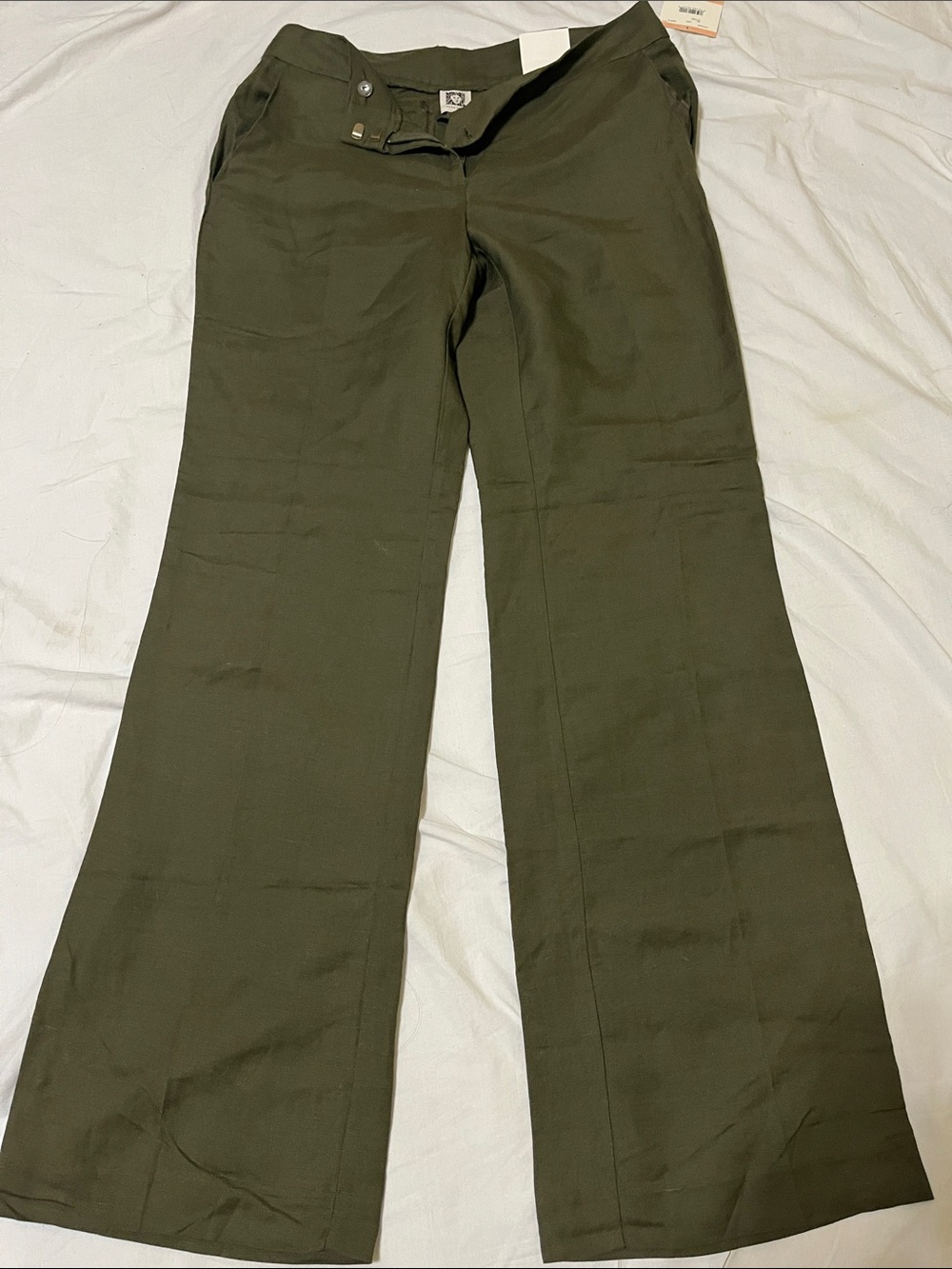 Anne Klein Olive Wide-Leg Trousers